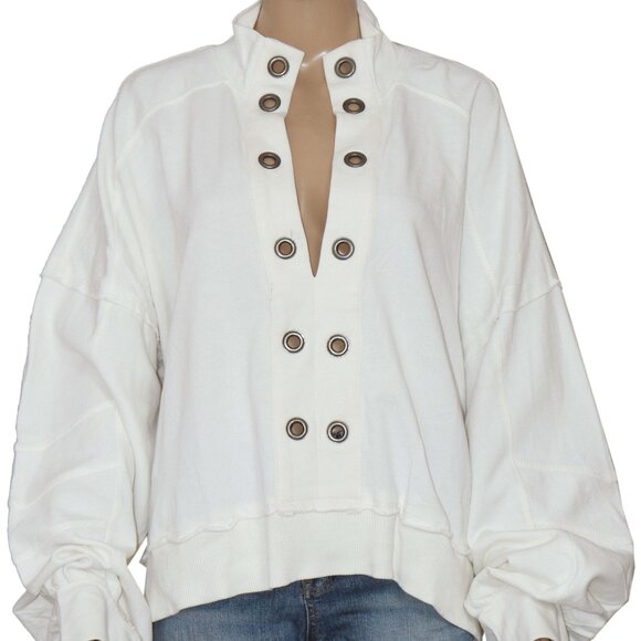 Anthropologie Pilcro The Kamrie Pieced Popover Top Studded Pullover XL - Picture 4 of 7